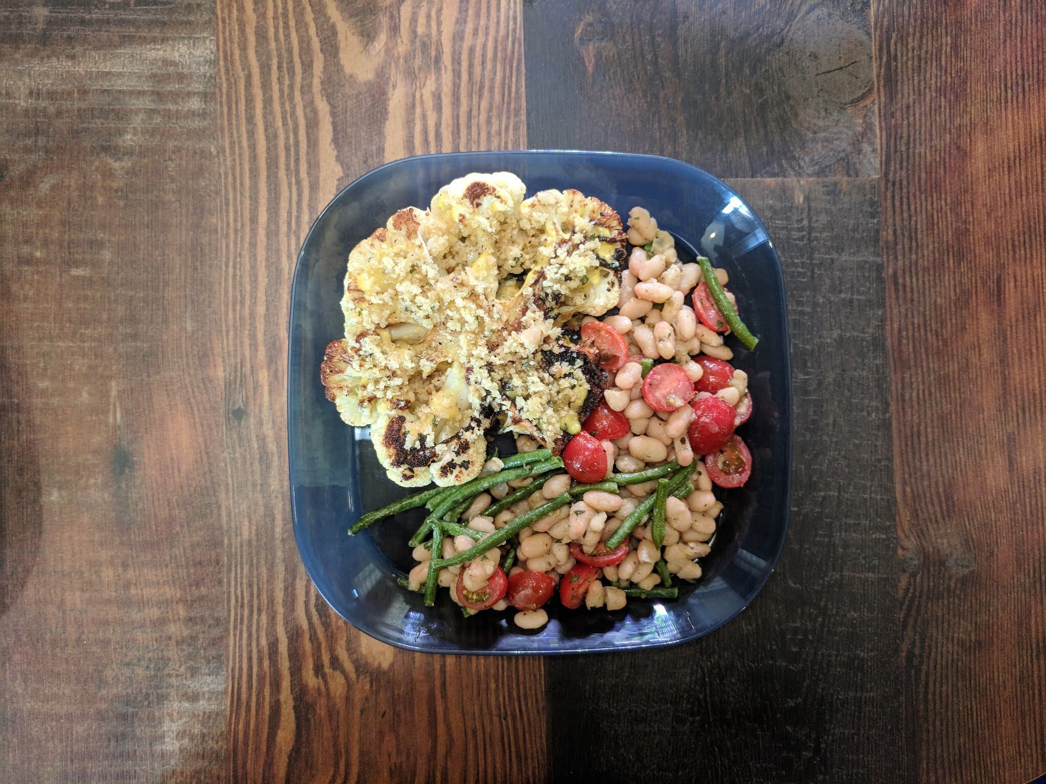 Cauliflower Steak with Bean Salad