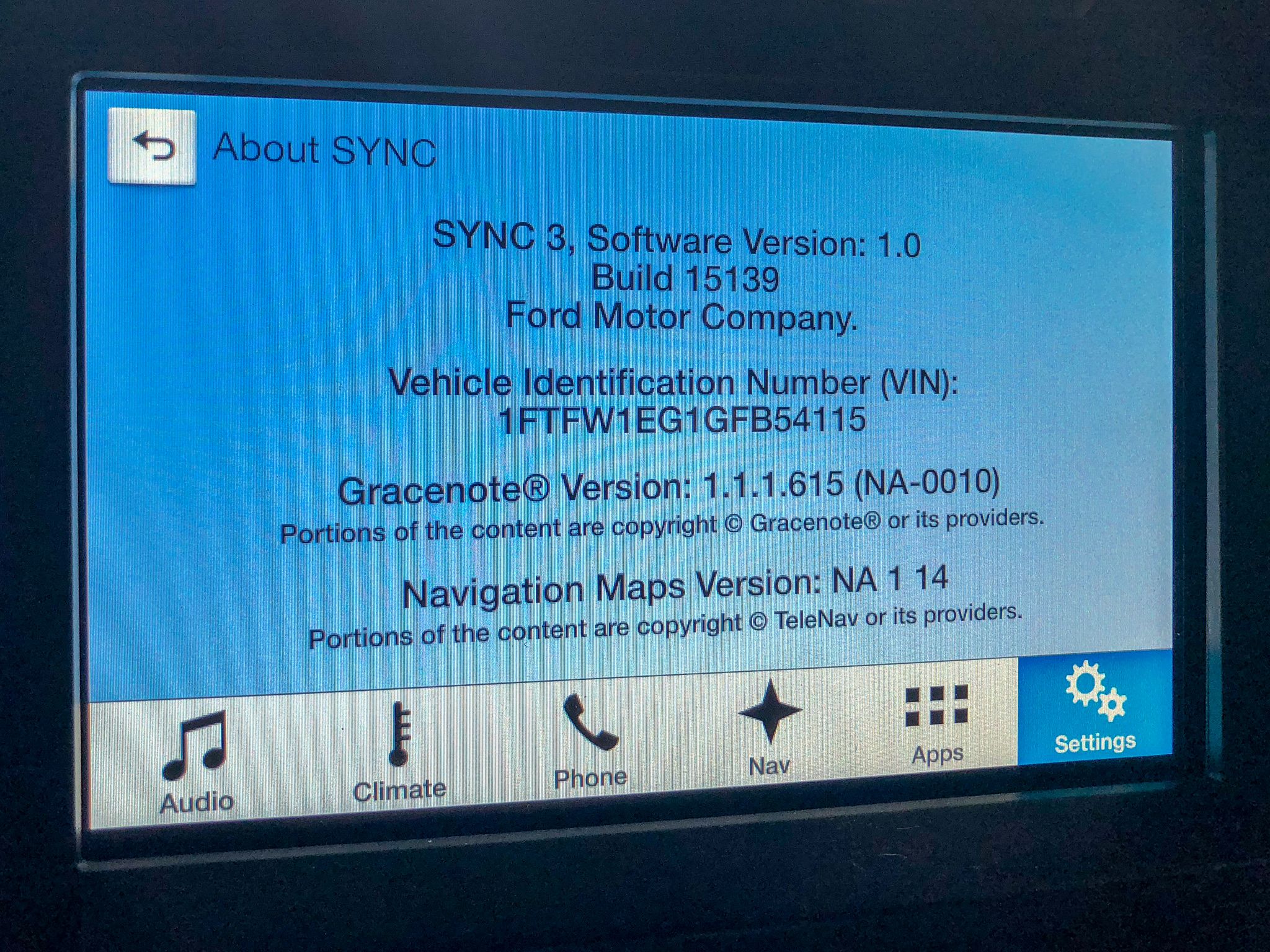 Ford SYNC3 Version 1.0