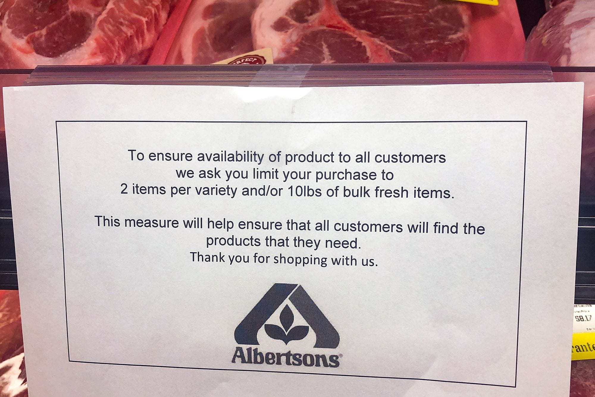 Albertsons Meat Restrictions