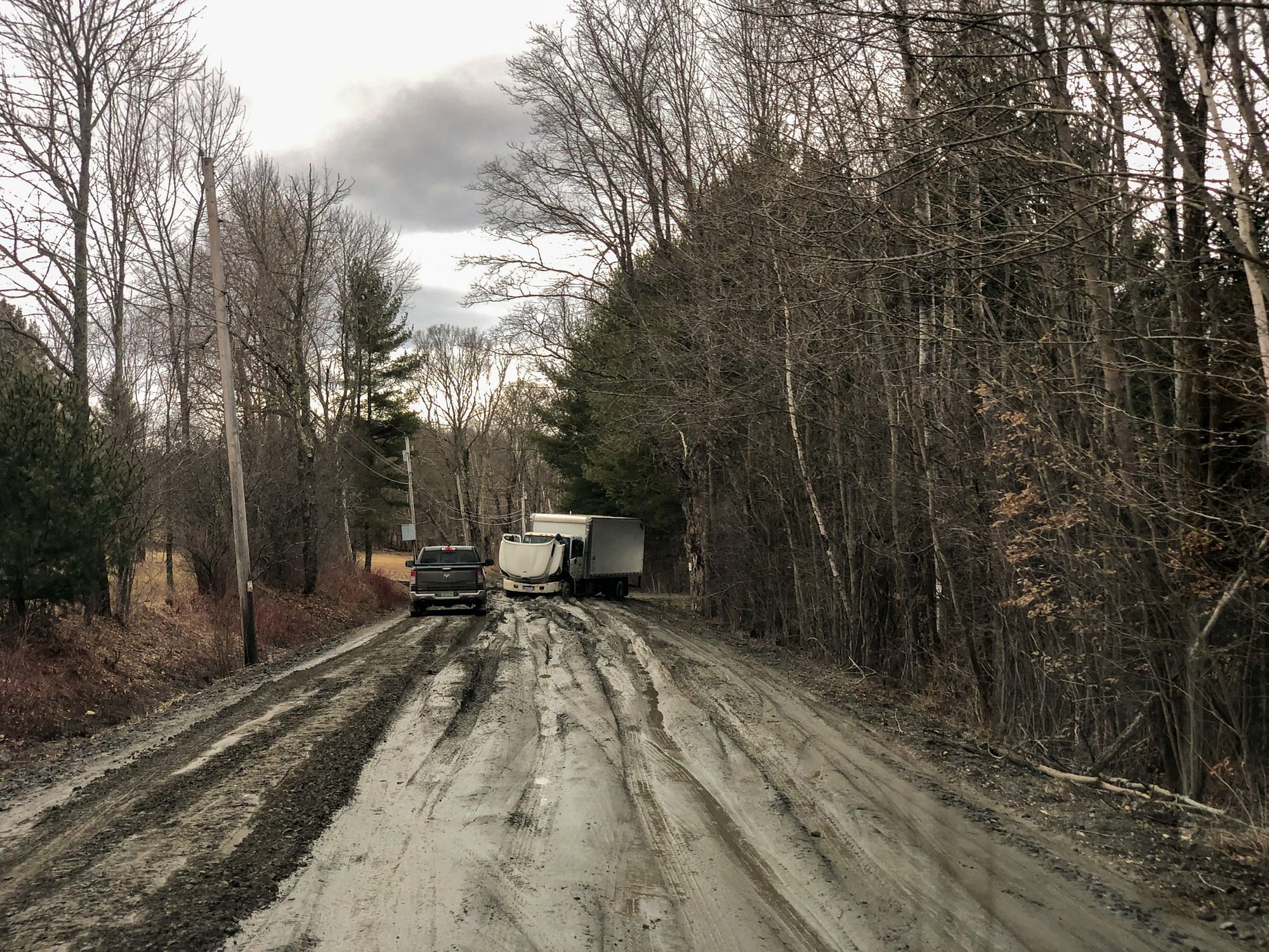 Box Van Stuck Mud Season Vermont