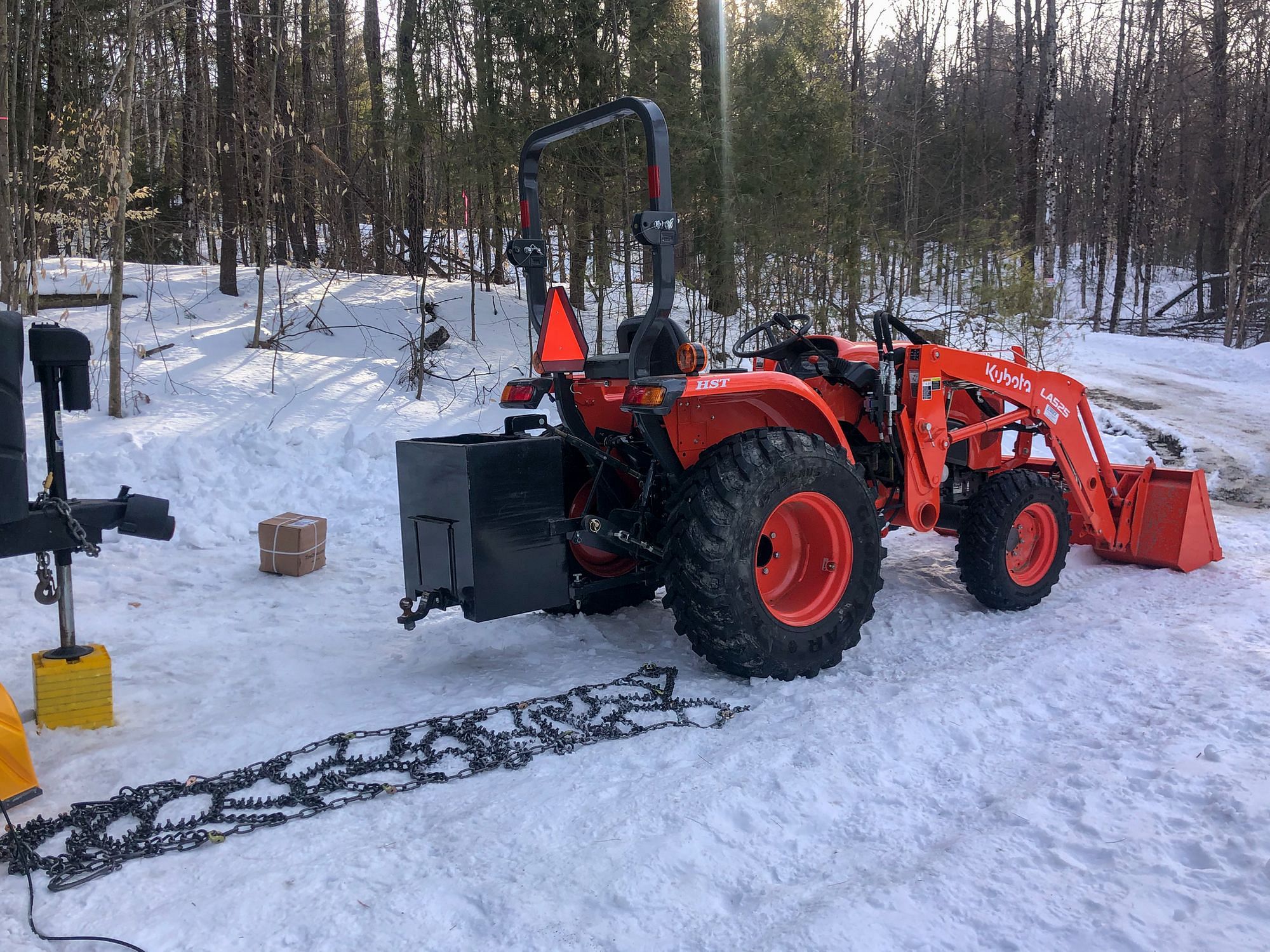 Tractor Snow Chain Installation