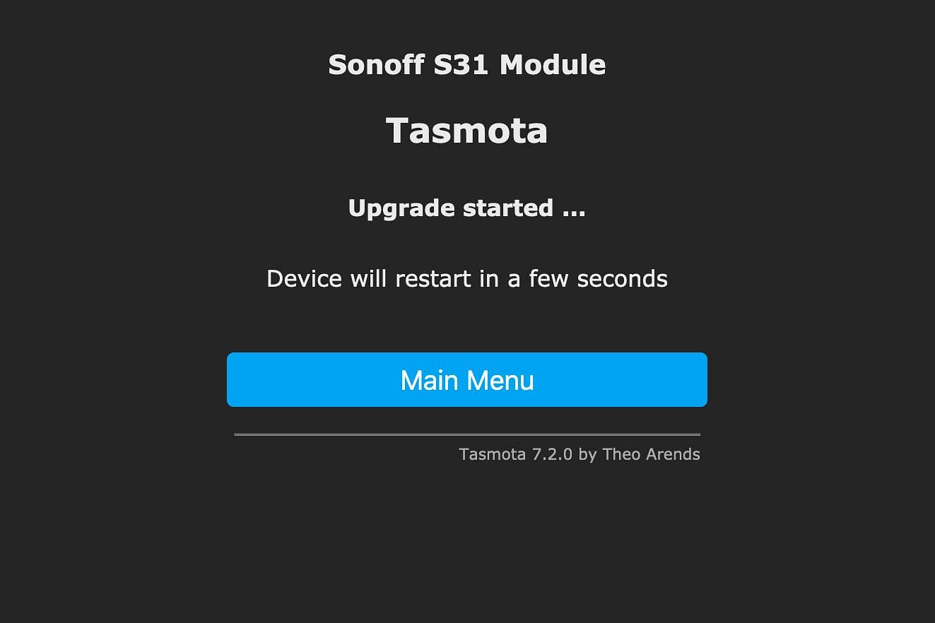 Tasmota Upgrade Screen