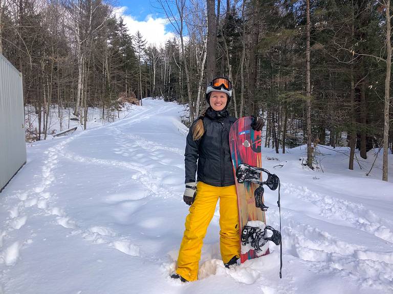 Snowboarding... on our driveway!