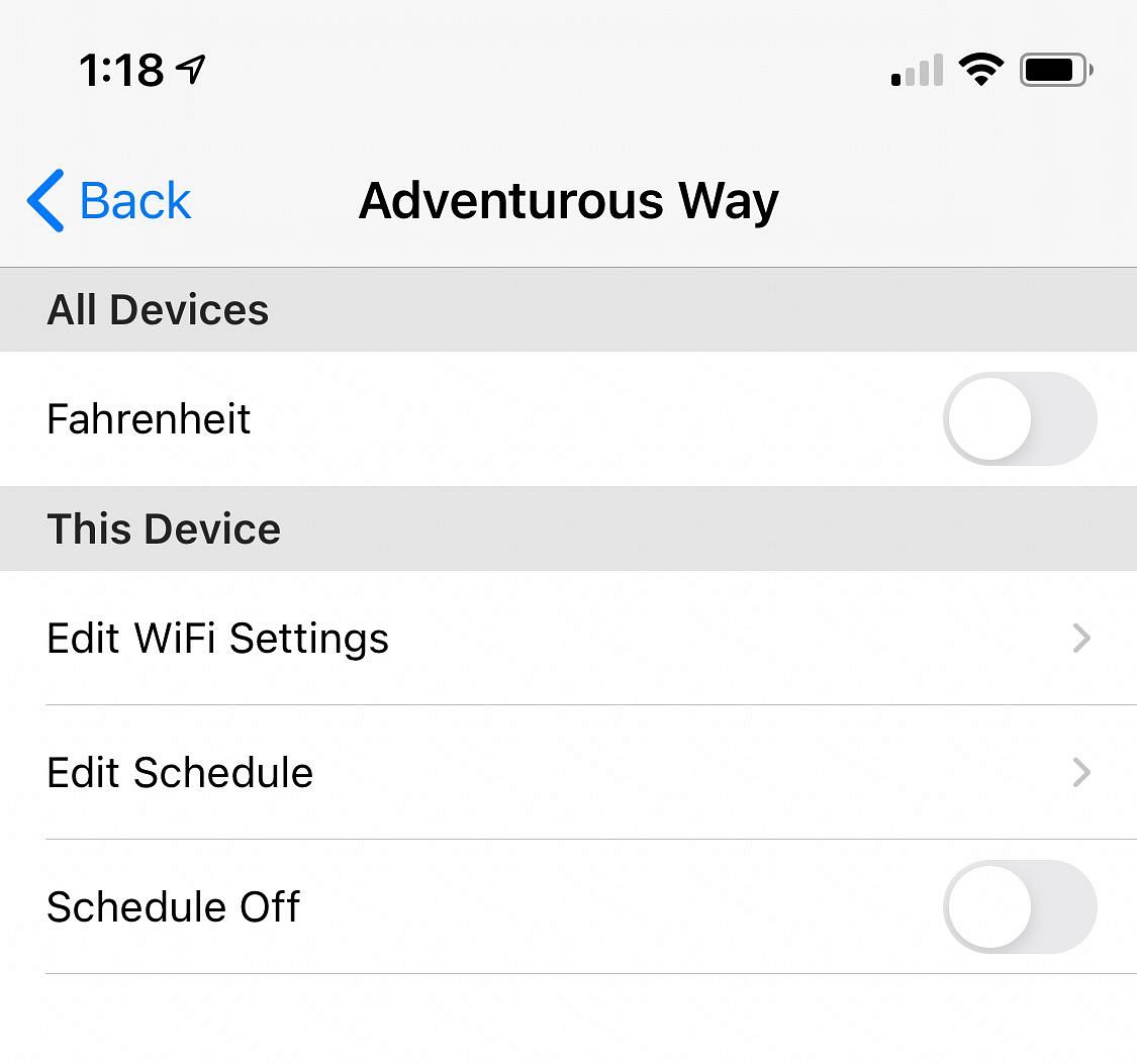 EasyTouch RV App Settings