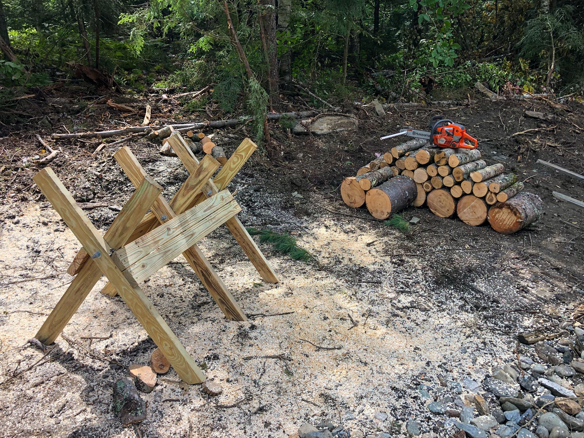 Sawbuck and Chainsaw Log Measuring Attachment